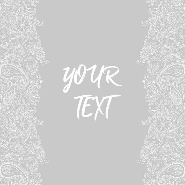 Ornamental design square template with lace vertical borders and space for the text