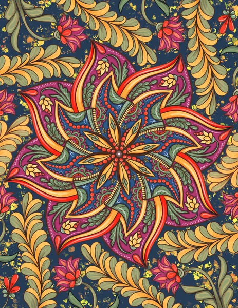 Mandala pintura colorida del arte, fondo psicodelic, ornamento indio, telón de fondo del yoga — Foto de Stock