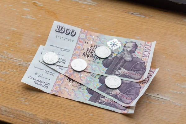Mince Bankovky Islandské Koruně — Stock fotografie