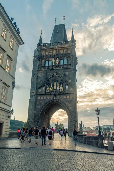 Praga República Checa Julio 2020 Puente Ciudad Vieja Torre Del — Foto de Stock