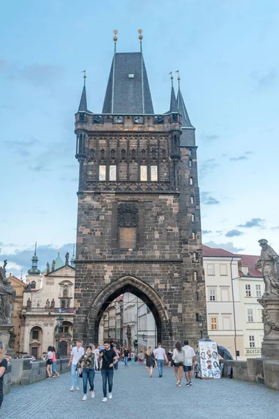 Praga República Checa Julio 2020 Puente Ciudad Vieja Torre Del — Foto de Stock