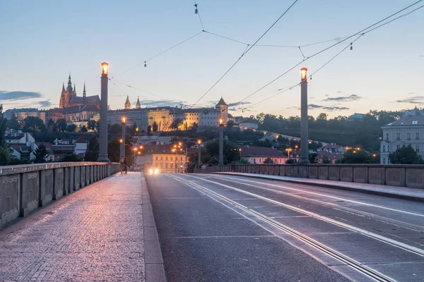 Vista Sul Tramonto Sul Ponte Manes Praga Repubblica Ceca — Foto Stock