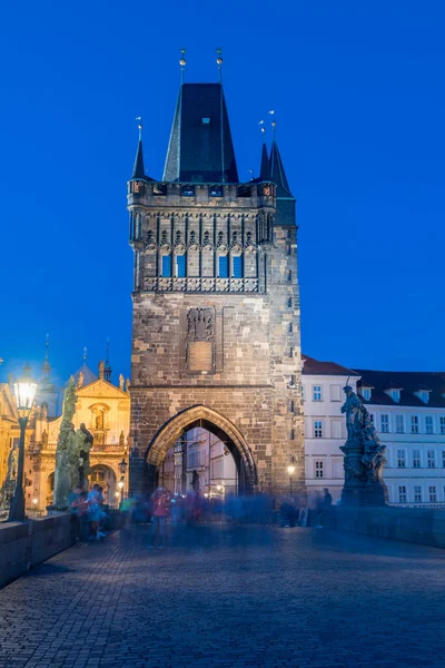 Praga República Checa Julio 2020 Torre Del Puente Ciudad Vieja — Foto de Stock