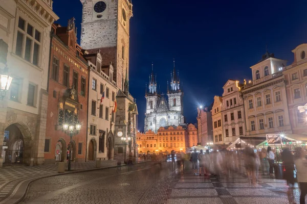 Prague République Tchèque Juillet 2020 Longue Exposition Nocturne Dans Vieille — Photo