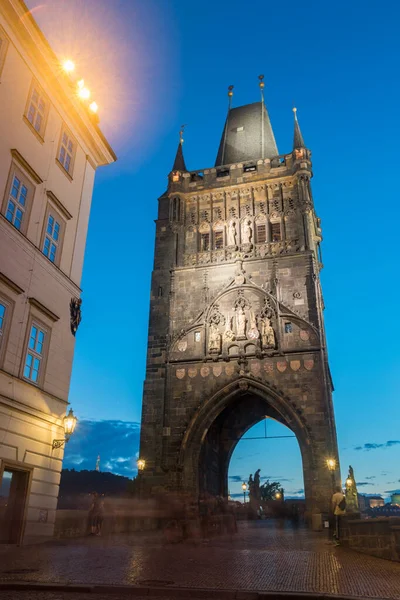 Old Town Bridge Tower Charles Bridge Dusk Prague Czech Republic — Stock Photo, Image
