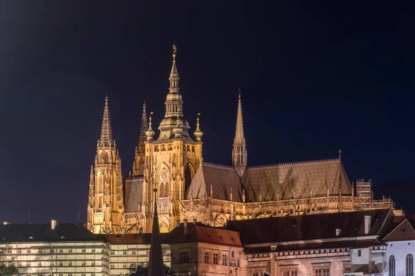 View Hill Prague Castle Night — Stock Photo, Image