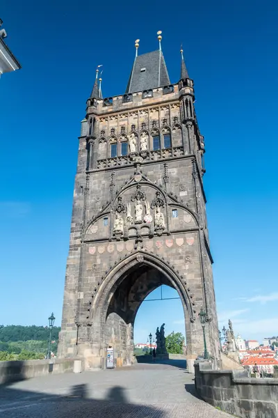 Torre Del Puente Ciudad Vieja Puente Charles Monumento Gótico Situado — Foto de Stock