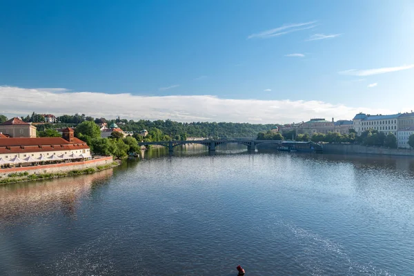 Fiume Moldava Con Ponte Manes Più Grande Ceco Manesuv Praga — Foto Stock