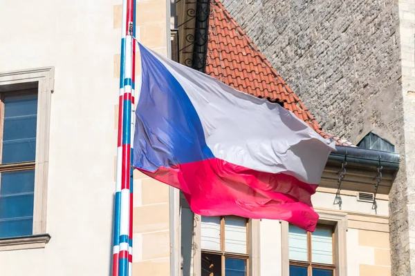 Cseh Köztársaság Zászlója Két Egyenlő Vízszintes Sáv Fehér Felső Piros — Stock Fotó