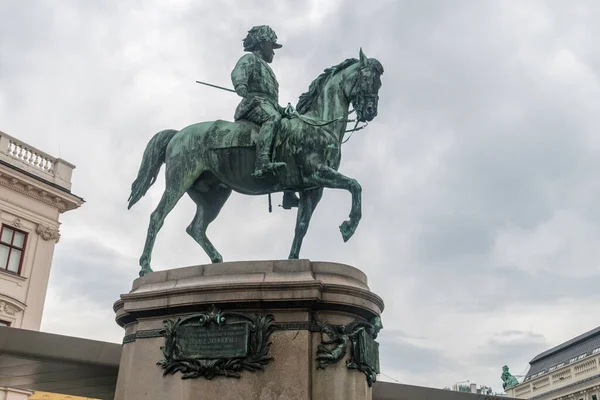 Bécs Ausztria 2020 Augusztus Ferenc József Osztrák Lovas Emlékműve — Stock Fotó