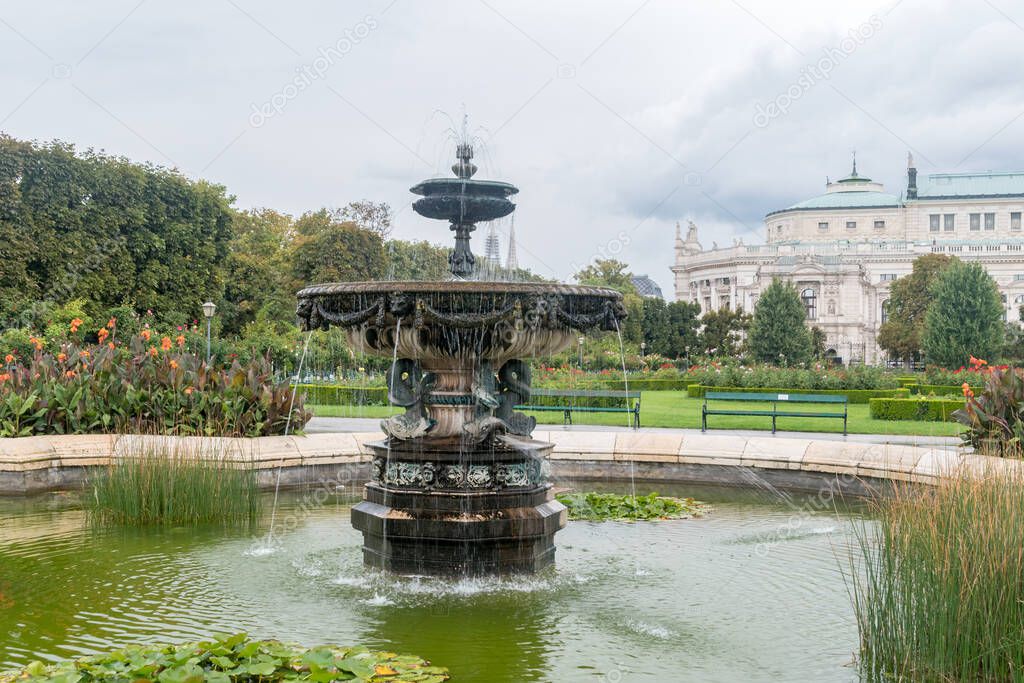 Fountain located at Volksgarten (People's Garden) in Vienna, Austria.