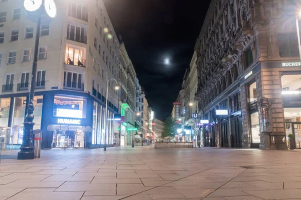 Wien Österreich August 2020 Karntnerstraße Bei Nacht Die Karntnerstraße Ist — Stockfoto