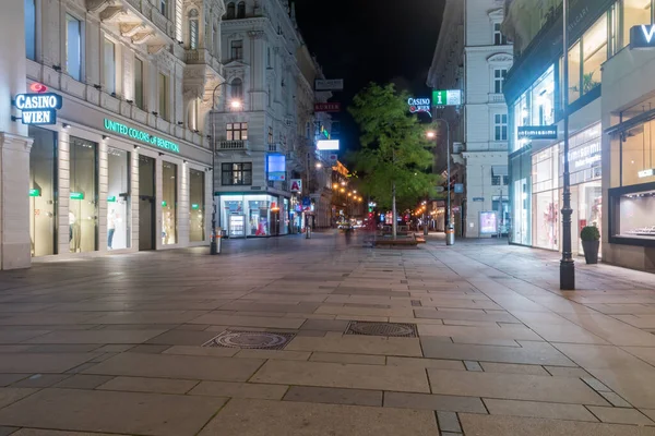 Vienne Autriche Août 2020 Vue Nuit Sur Rue Commerçante Célèbre — Photo