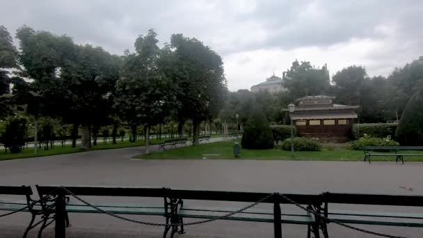 Vienne Autriche Août 2020 Volksgarten Jardin Peuple Sous Pluie — Video