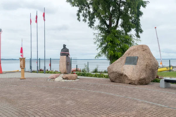 Puck Polonia Septiembre 2020 Plaza Con Monumento General Jozef Haller — Foto de Stock