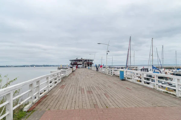 Puck Polen September 2020 Houten Pier Aan Puck Bay — Stockfoto