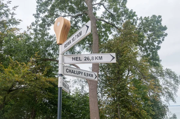 Avstånd Kilometer Puck Polen Som Visar Avstånd Till Andra Städer — Stockfoto