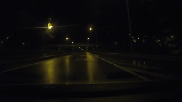 Conducir Por Carretera Polonia Por Noche Durante Lluvia — Vídeos de Stock