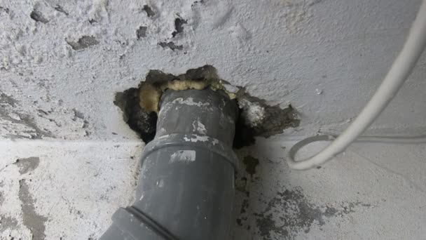 污水管附近天花板上的水滴 — 图库视频影像