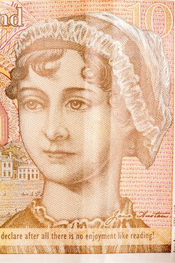 Jane Austen 'in 10 sterlin üzerindeki portresi.