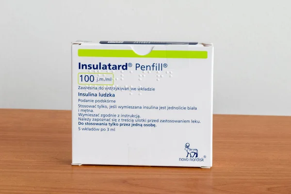 Pruszcz Gdanski Poland January 2021 Insulatard Penfill Insulin Humans — Stock Photo, Image
