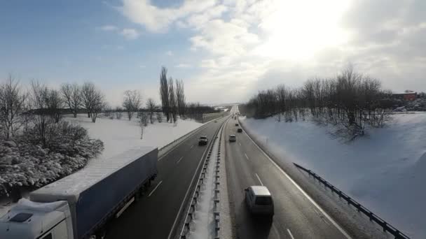 Juszkowo Lengyelország 2021 Február Autópálya Forgalom Tricity Beltway Lassított Felvételen — Stock videók