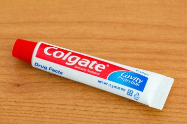 Pruszcz Gdanski, Poland - April 24, 2021: Colgate Cavity Protection anticavity toothpaste.