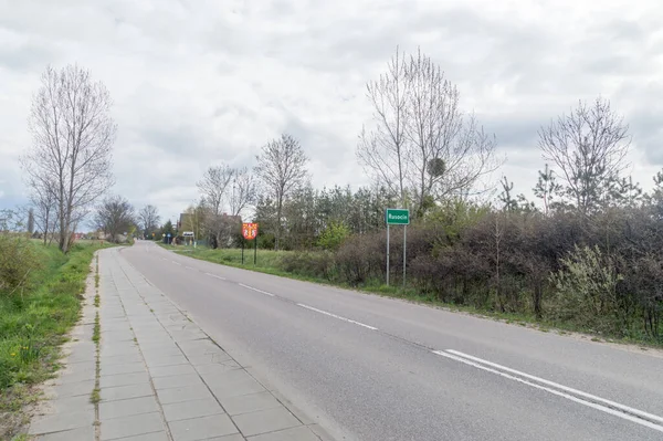 Rusocin Poland May 2021 Entrance Road Rusocin Village Cloudy Day — Stock Photo, Image