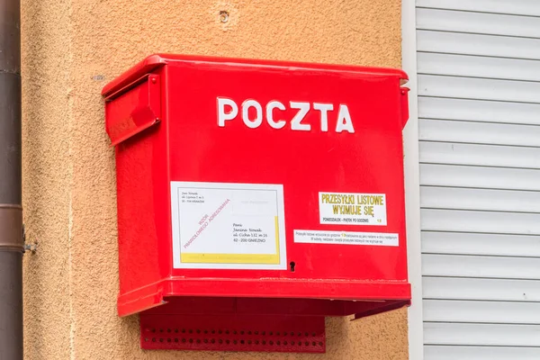Pruszcz Gdanski Polonia Maggio 2021 Scatola Postale Polacca Rossa — Foto Stock