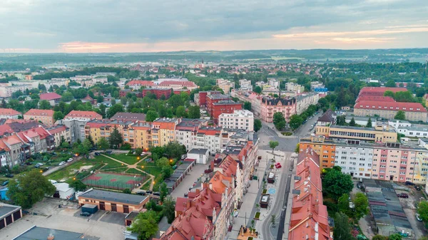 Zgorzelec Polen Juni 2021 Luftaufnahme Des Sonnenaufgangs Stadtzentrum Von Zgorzelec — Stockfoto