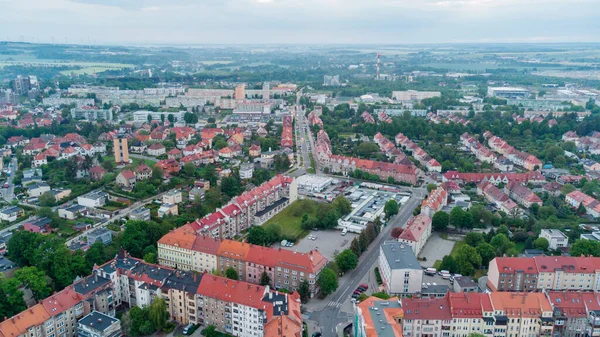 Zgorzelec Polen Juni 2021 Flygfoto Centrum Zgorzelec Stadsutsikt Från Fågelperspektiv — Stockfoto