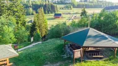 Slovakya 'nın üç noktalı bölgesi olan Slovakya, Çek Cumhuriyeti ve Polonya' dan havadan görüş. Üç ülkenin sınırı. Slovakya 'dan Görünüm.