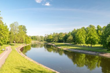 Pila, Poland - May 31, 2021: Beautiful summer view on Gwda river.