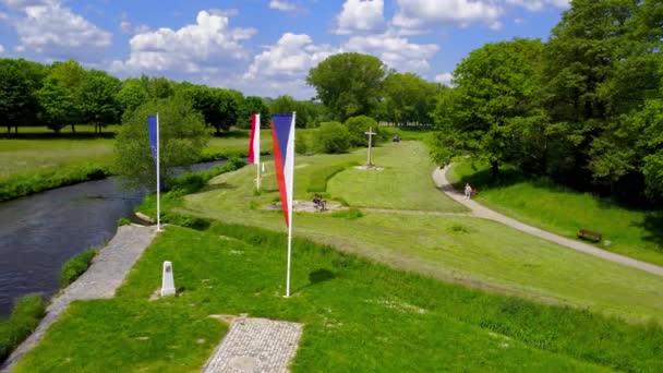 Aerial View Tripoint Germany Czech Republic Poland Sudetes — Stock Video