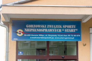 Gorzow Wielkopolski, Polonya - 1 Haziran 2021: Gorzow Engelli Spor Derneği Sözleşmesi (Lehçe: Gorzowski zwiazek sportu niepelosprawnych START).