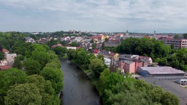 Cieszyn Lengyelország 2021 Június Repülj Lengyel Cseh Határon Panorámás Kilátás — Stock videók