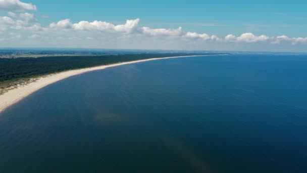 Panoramiczny Widok Piaszczystą Plażę Bałtyku Sean Wyspie Sobieszewo — Wideo stockowe