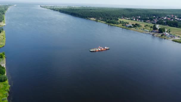 Vistula Gura Râului Marea Baltică Feribotul Între Gdansk Mikoszewo — Videoclip de stoc