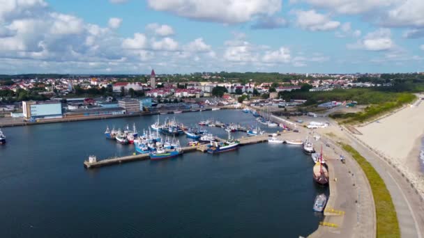 Władysławowo Polska Lipca 2021 Port Władysławowo Nad Morzem Bałtyckim Okresie — Wideo stockowe