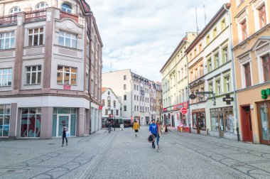 Jelenia Gora, Poland - June 2, 2021: May 1st pedestrian street in Jelenia Gora.