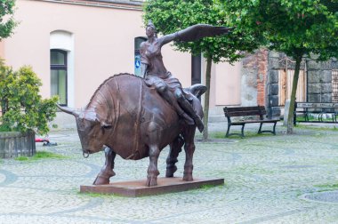 Jelenia Gora, Poland - June 2, 2021: Abduction of Europe (Polish: Porwanie Europy) sculpture by Vahan Bego.