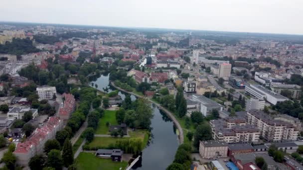 Bydgoszcz Polen Juli 2021 Luftaufnahme Des Stadtzentrums Von Bydgoszcz Blick — Stockvideo