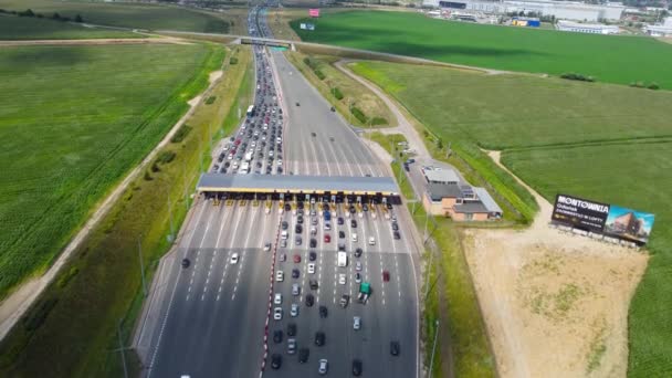 Rusocin Polen Juli 2021 Trafikstockning Väg Till Vägtullstationen Motorväg Kallad — Stockvideo