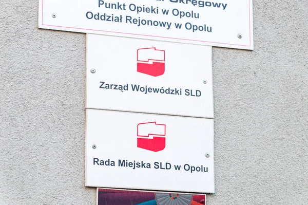 Opole Polonia Giugno 2021 Emblema Dell Alleanza Democratica Sinistra Polacco — Foto Stock