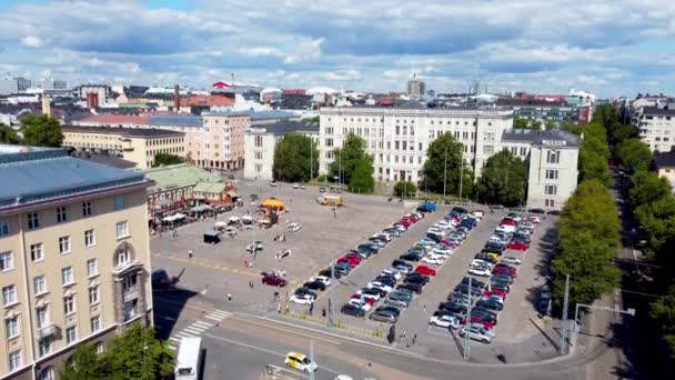 Helsinki Finnland August 2021 Aerial Ascending Bei Kamppi Area Zentrum — Stockvideo