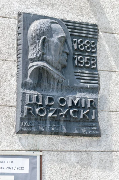 Gliwice Polônia Junho 2021 Placa Dedicada Ludomir Rozycki — Fotografia de Stock