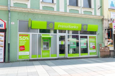 Zilina, Slovakya - 5 Haziran 2021: Prima Banka Slovensko.