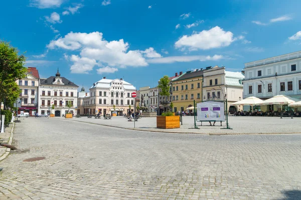 Cieszyn Polonia Junio 2021 Plaza Principal Del Mercado Rynek Hora — Foto de Stock