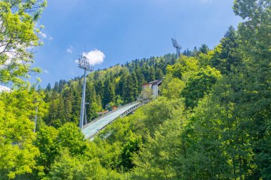 Szczyrk, Polonya - 6 Haziran 2021 Beskid Olimpiyatları: Skalite Kayak Tepesi Ayrıntıları.