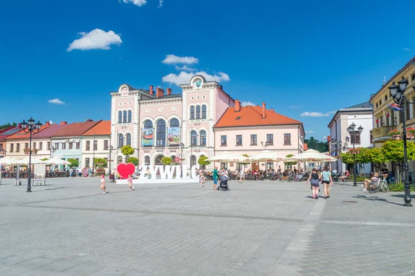 Zywiec Polonya Haziran 2021 Zywiec Belediye Binası Zywiec Tabelasını Seviyorum — Stok fotoğraf